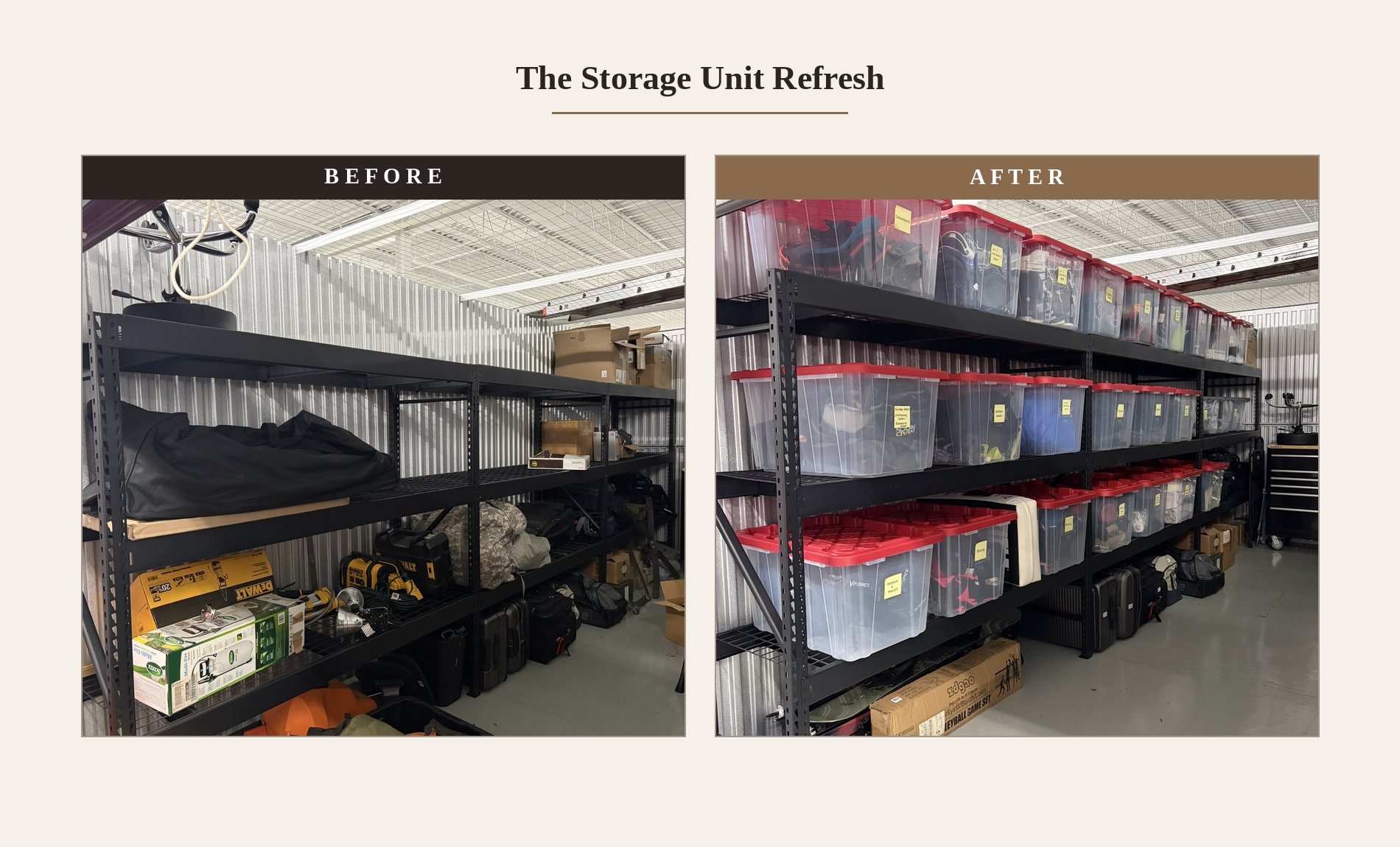 Storage unit before and after refresh